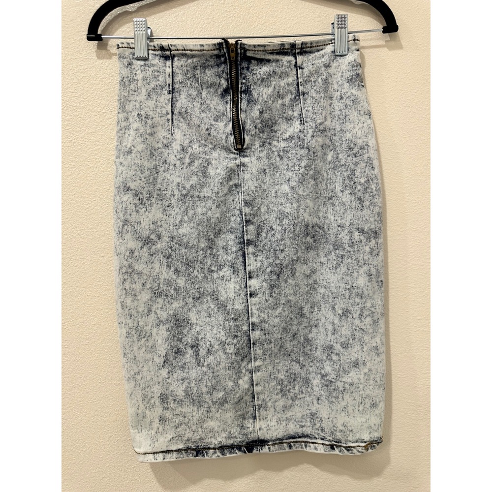 Roma Studio Womens Acid Wash Lace Up Corset Pencil Skirt Blue Size M - Picture 4 of 7